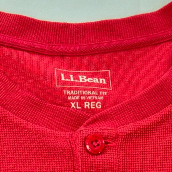 L.L.Bean Henley Long Sleeve Shirts Mens XL Bundle Gray Red Green Waffle Pristine - Picture 5 of 14